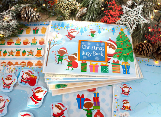 Christmas Busy Book for Toddlers – African American Santa Edition | Printable Learning Binder