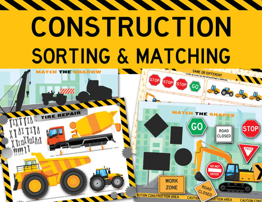 Construction Vehicle Busy Book – Printable Learning Binder for Toddlers & Preschoolers (17 Pages)
