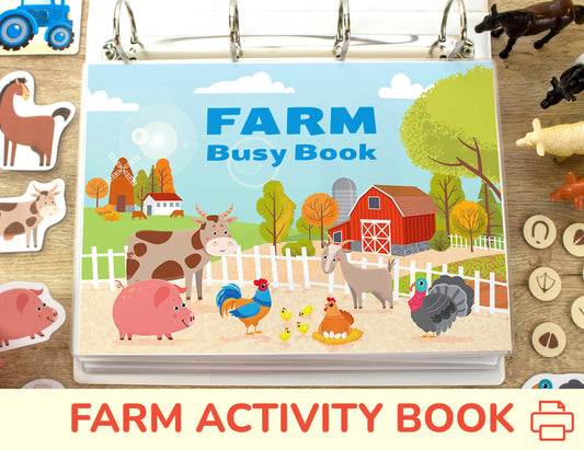 Farm Busy Book for Toddlers & Preschoolers – Printable Learning Binder with 34 Pages of Farm Animal Activities