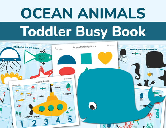 Ocean Animals Busy Book – Printable Marine Life Learning Binder (31 Pages)