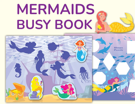 Mermaids Busy Book– 13 Pages of Sorting, Matching & Preschool Learning Fun