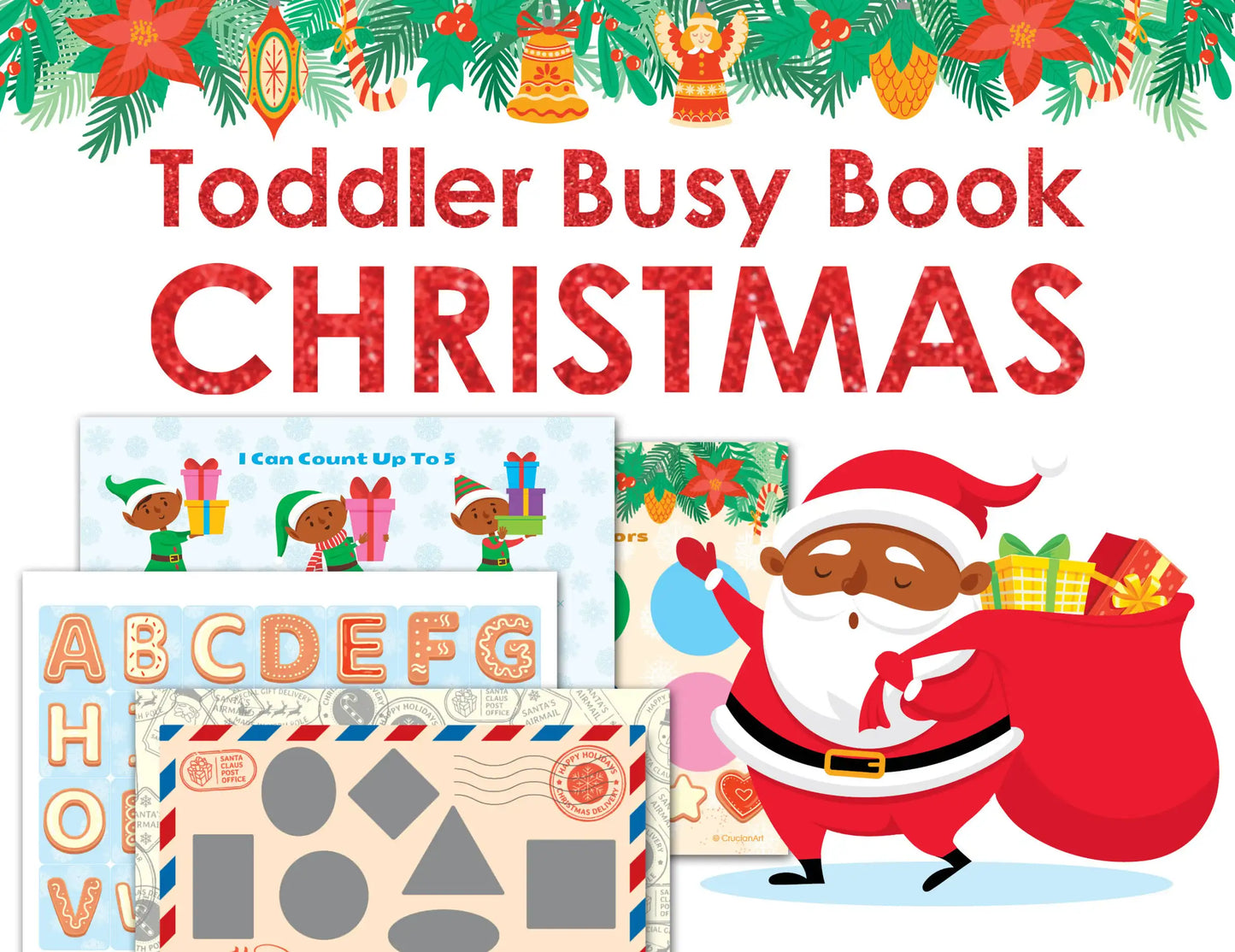 Christmas Busy Book for Toddlers – African American Santa Edition | Printable Learning Binder