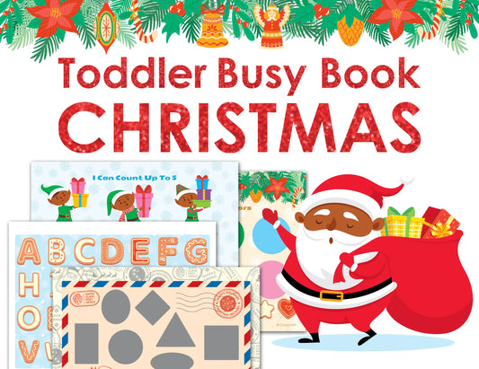 Christmas Busy Book for Toddlers – African American Santa Edition | Printable Learning Binder