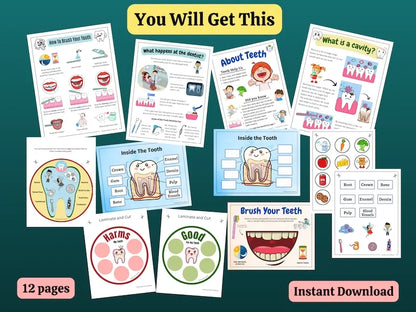Dental Health Printable Activity for Kids – Tooth Education, Hygiene Worksheets & Dentist Visit Prep