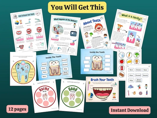 Dental Health Printable Activity for Kids – Tooth Education, Hygiene Worksheets & Dentist Visit Prep