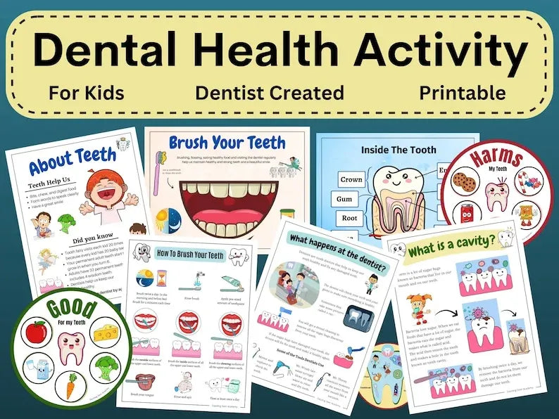 Dental Health Printable Activity for Kids – Tooth Education, Hygiene Worksheets & Dentist Visit Prep