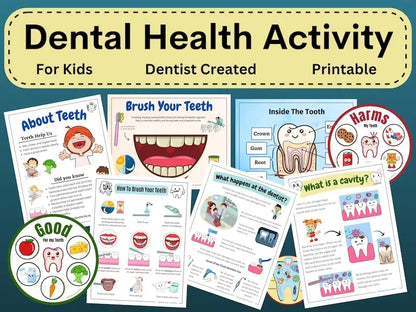 Dental Health Printable Activity for Kids – Tooth Education, Hygiene Worksheets & Dentist Visit Prep