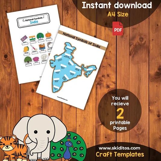 National Symbols of India Craft – Educational Printable Activity for Kids
