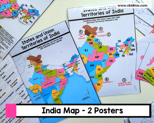 Indian States and Union Territories Learning Pack – Printable Posters, Cards & Activities