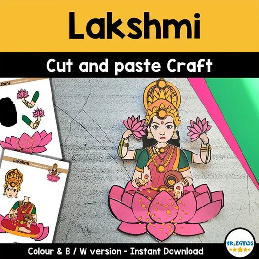 Lakshmi Cut and Paste Craft – DIY Printable Activity for Kids