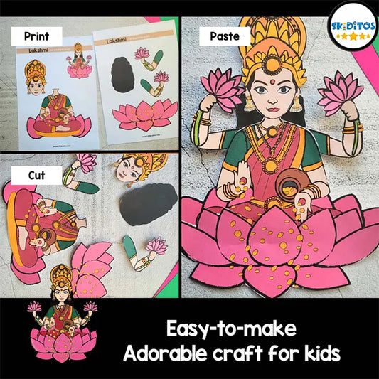 Lakshmi Cut and Paste Craft – DIY Printable Activity for Kids