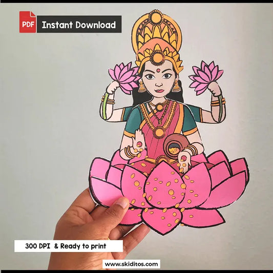 Lakshmi Cut and Paste Craft – DIY Printable Activity for Kids