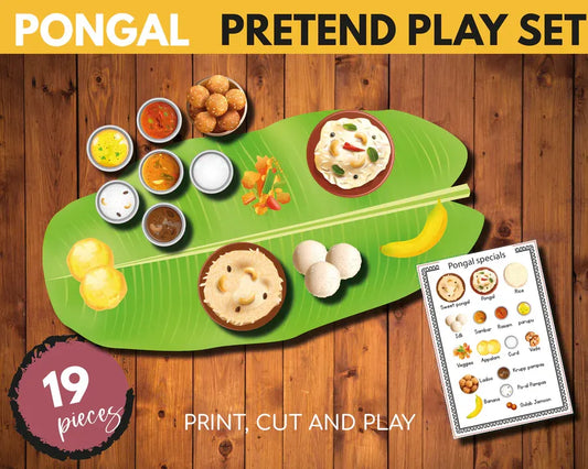 Pongal Pretend Play Set – Printable Festival Food Activity for Kids