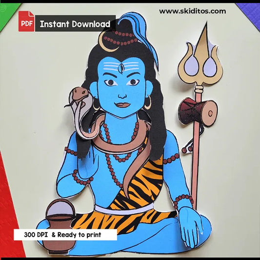 Lord Shiva Cut and Paste Craft – DIY Printable for Kids