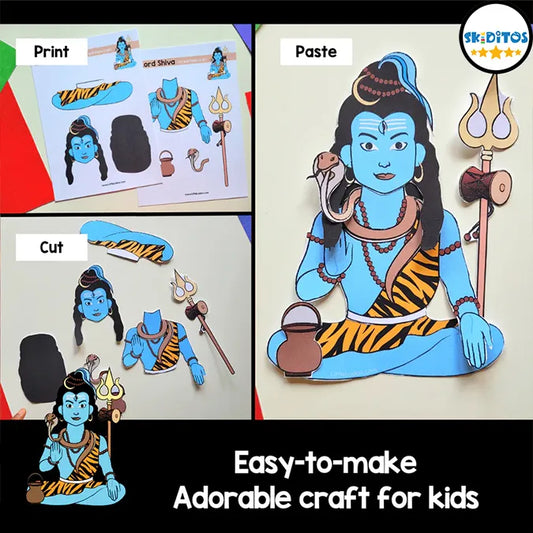 Lord Shiva Cut and Paste Craft – DIY Printable for Kids